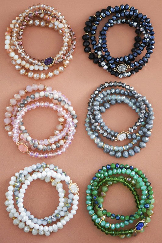 Glass Crystal Beaded Bracelet Set