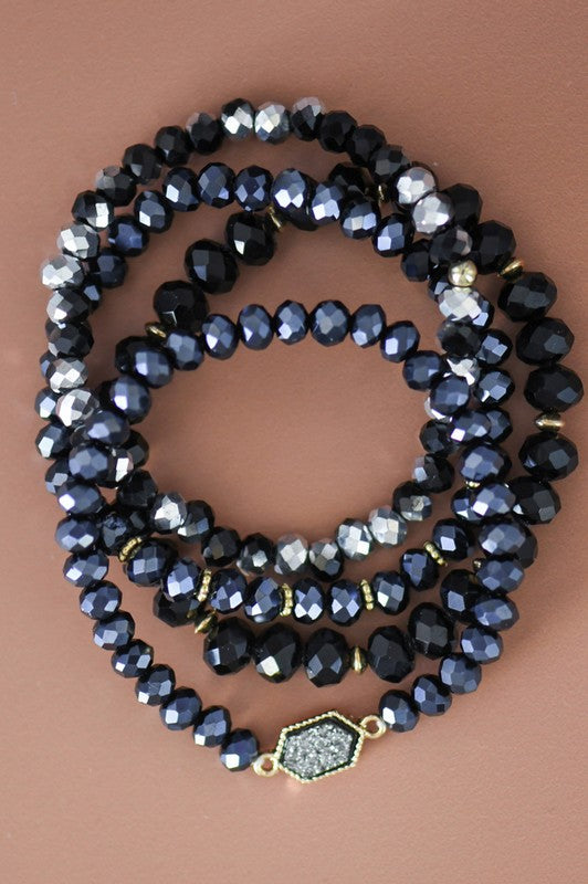 Glass Crystal Beaded Bracelet Set
