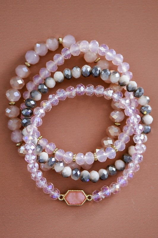 Glass Crystal Beaded Bracelet Set